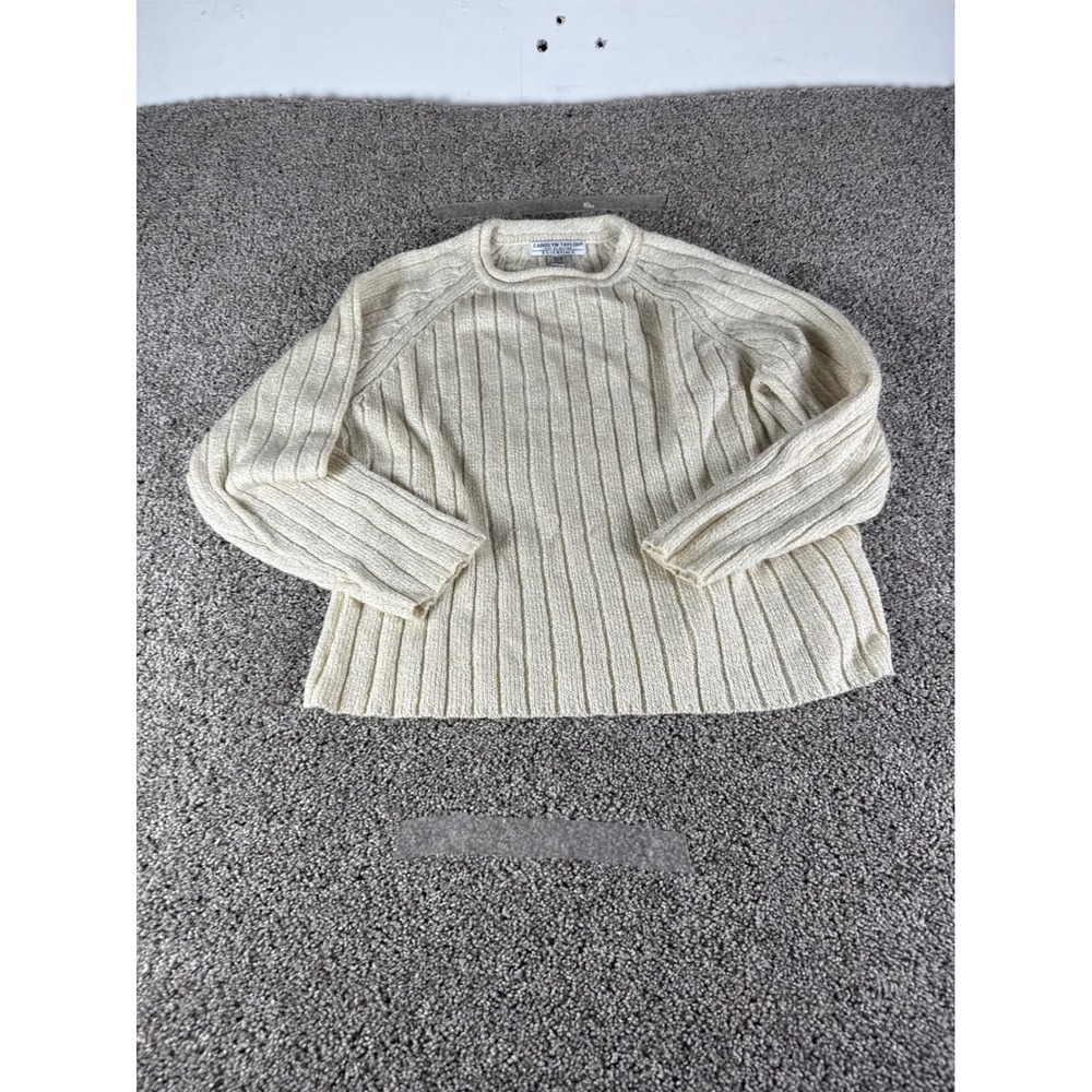 Carolyn Taylor Essentials Cream Ribbed Knit Crew Neck Sweater XL Womens Ivory
